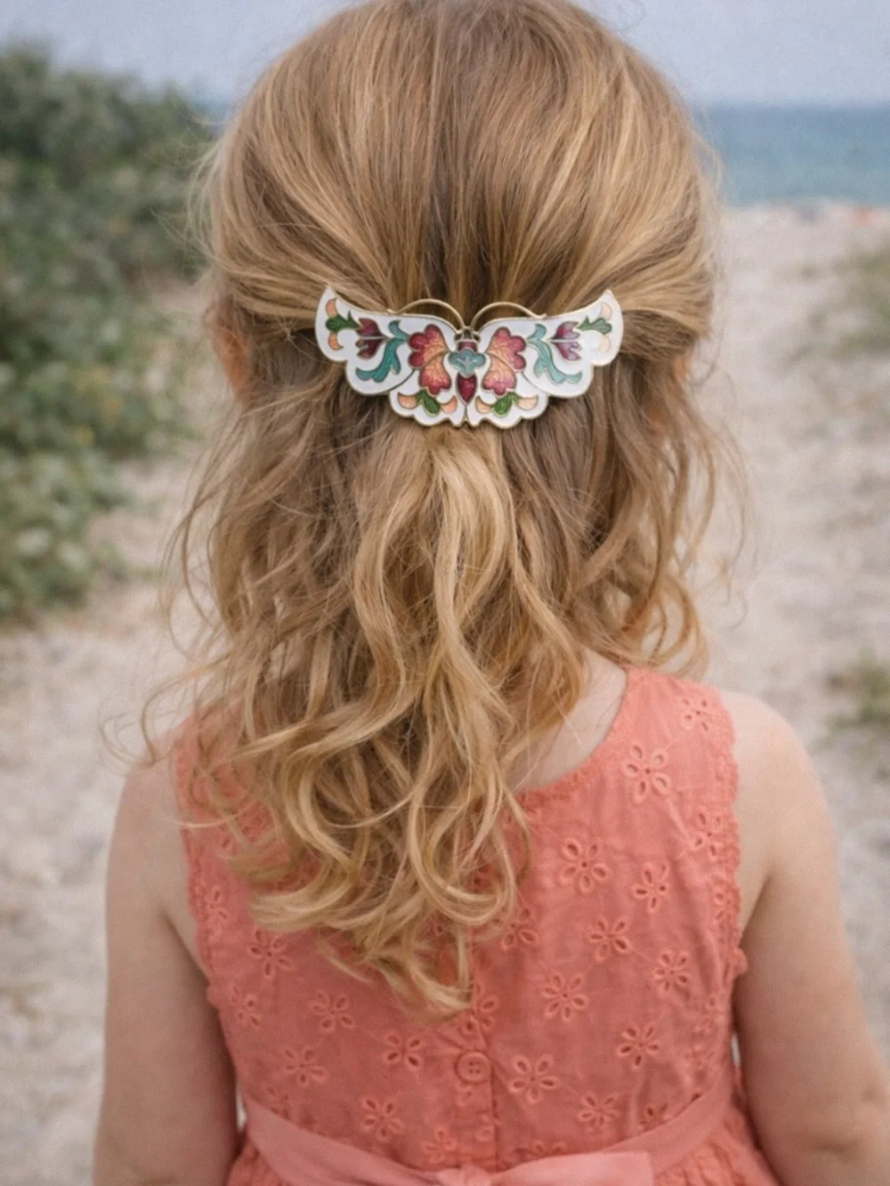 Vintage Cloisonné Butterfly Barrette